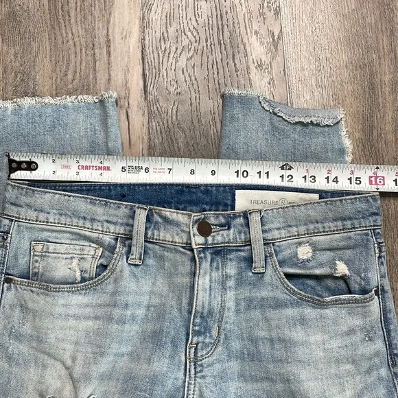 Treasure & Bond Women’s Distressed Mid Rise Skinny Boyfriend Ankle, size 27 - Picture 3 of 13